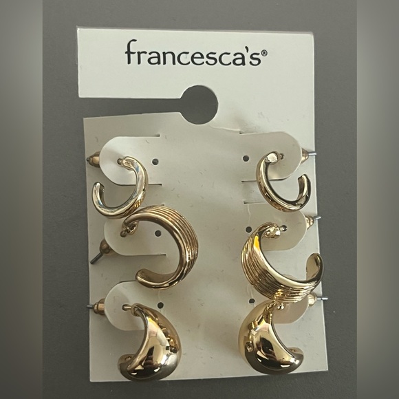 Jewelry - Francesca's Gold Hoop Earrings lot bundle drop studs new Set